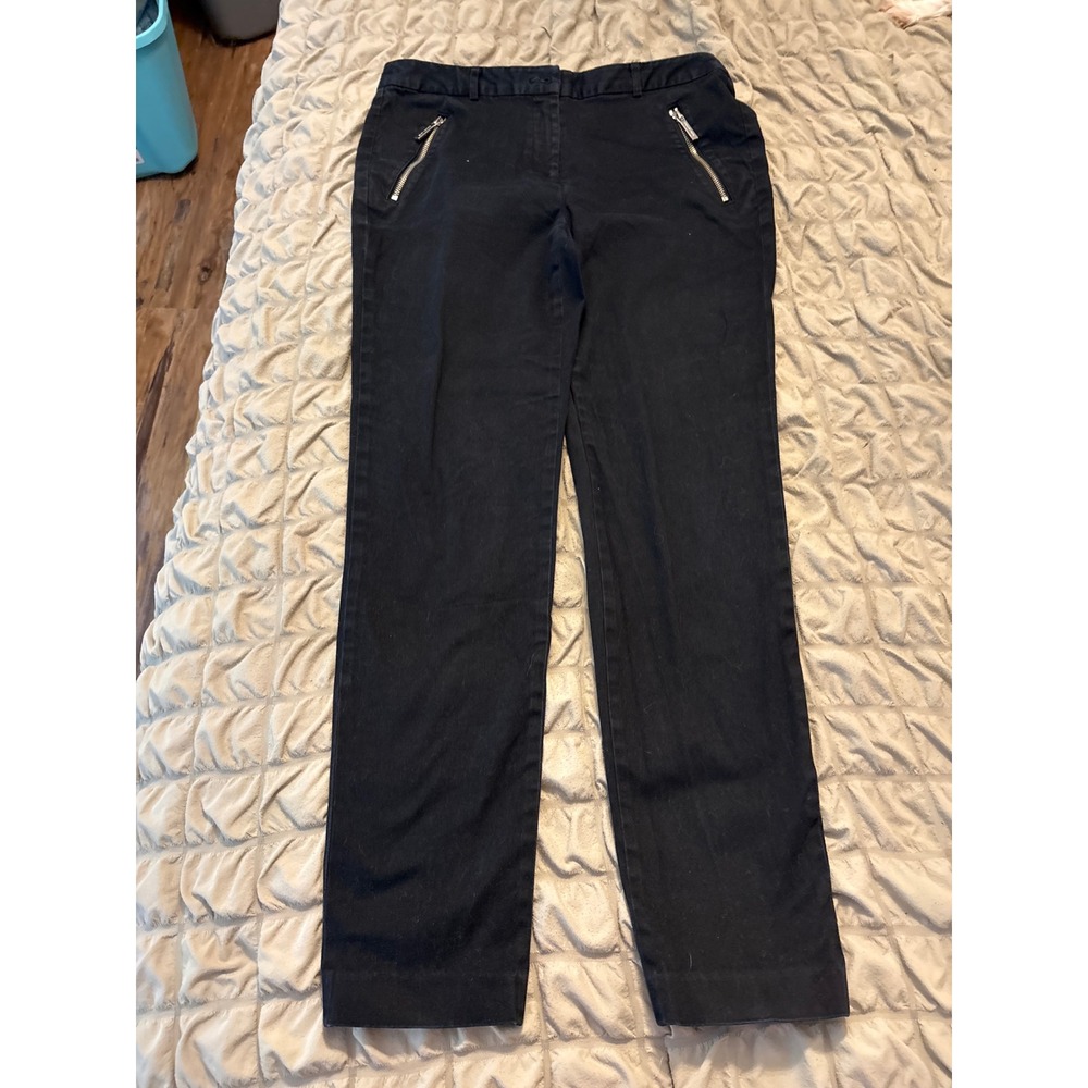 Michael Michael Kors Black Zipper Detail Slim Leg Trousers Pants Womens Size 8